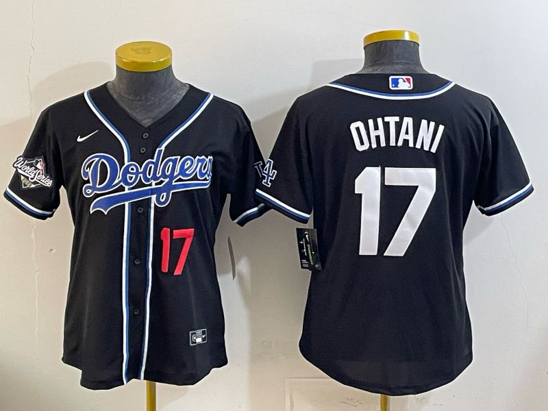 Women Nike 2026 Los Angeles Dodgers #17 Ohtani Black Game MLB Jersey 05->women mlb jersey->Women Jersey